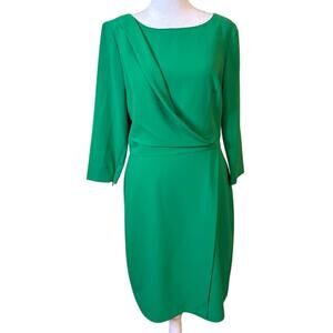 Katherine‎ Kelly Green Faus Wrap Sheath Dress Size 6